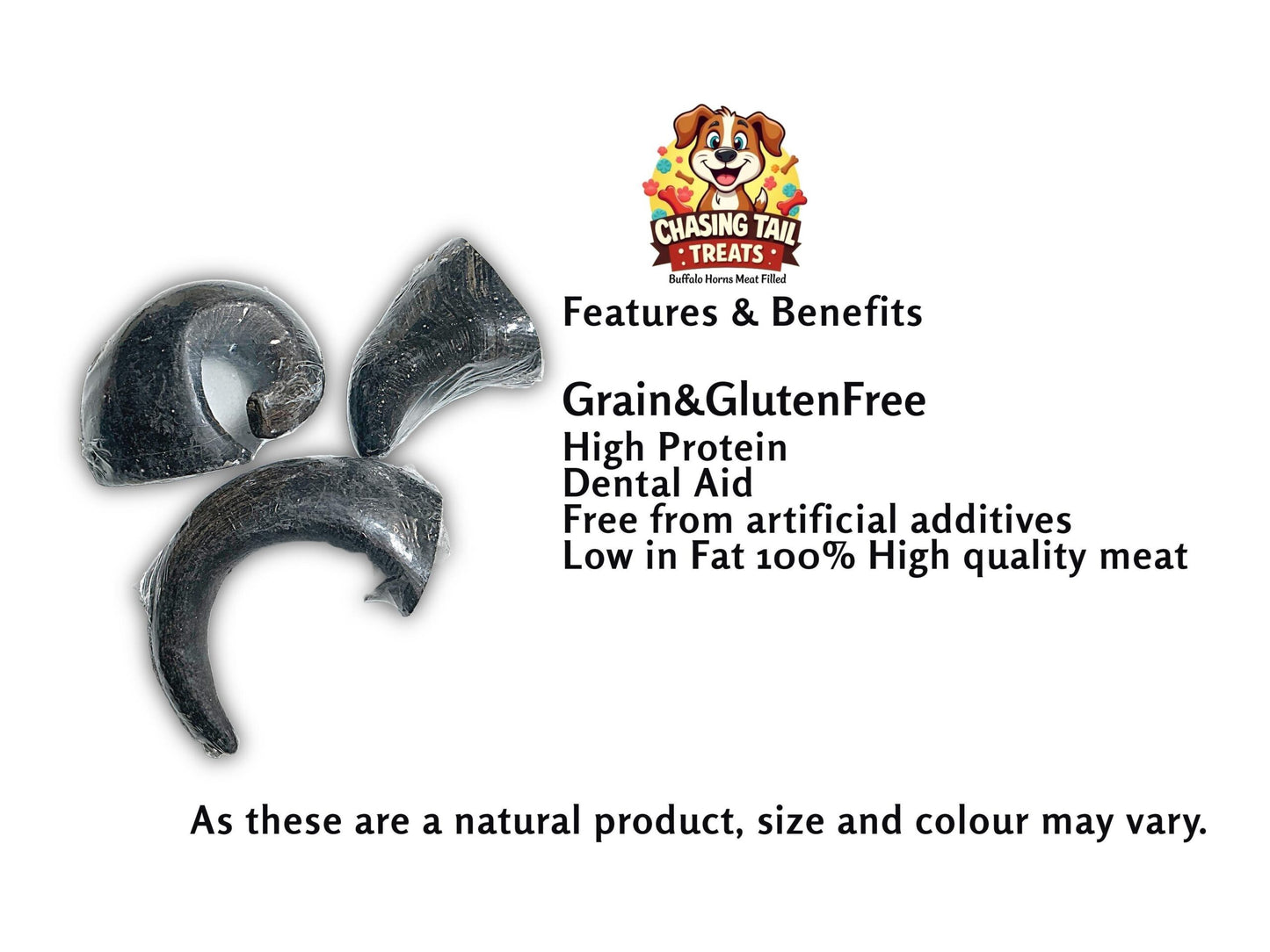 Natural Dog Treats - Buffalo Horns Meat Filled Small