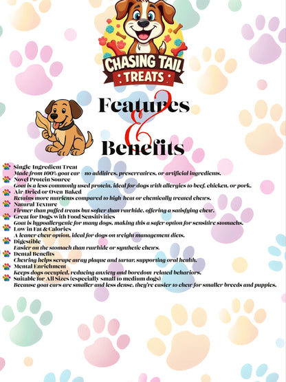 Natural  Dog  Treats  -  Plain  Goat  Ears