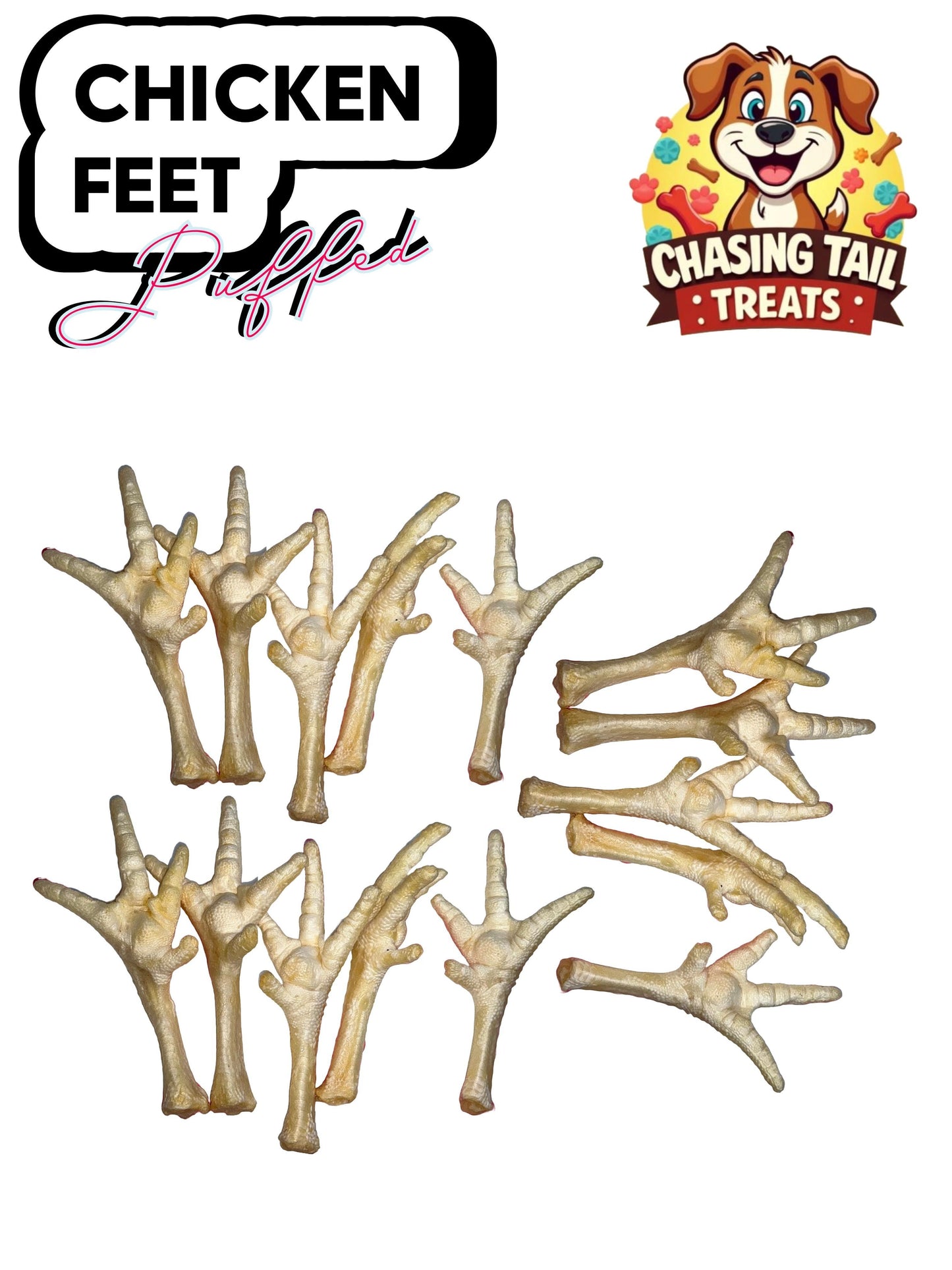 Natural Dog Treats -Chicken Feet Puffed
