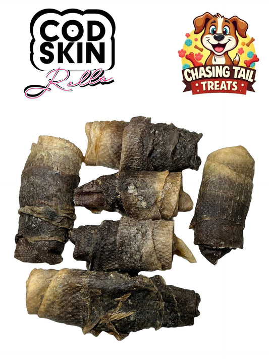 Natural Dog Treats - Cod Skin Rolls - Pack of 5