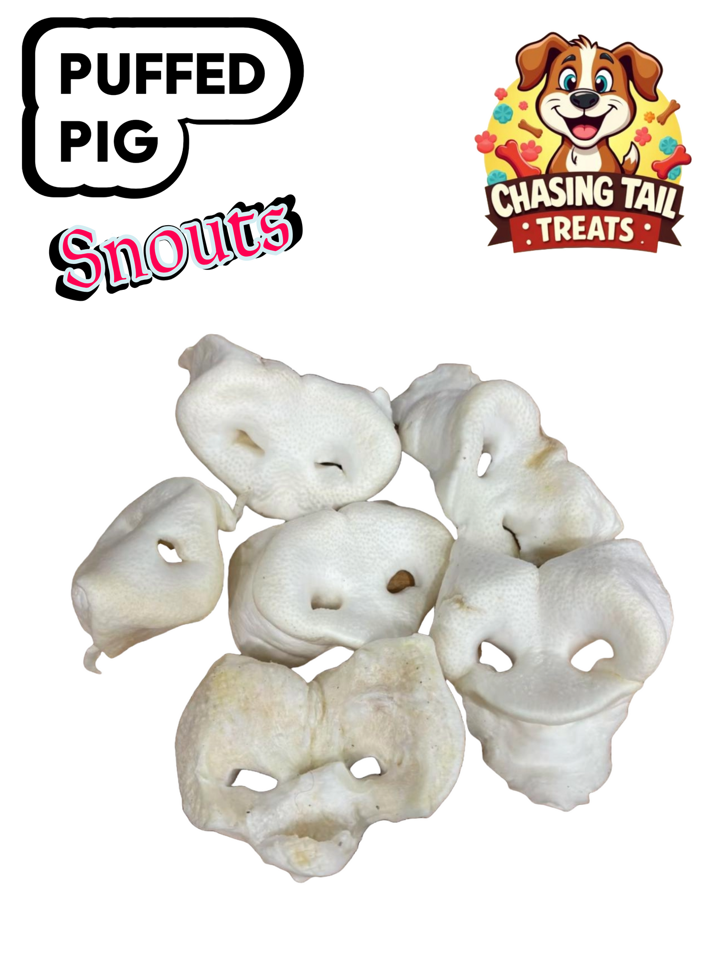 Pig Snouts Puffed - Natural Dog Treats for Dental Health