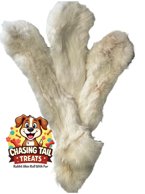 Natural Dog Treats - Rabbit Skin Rolls with Fur 50cm