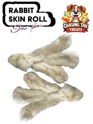 Natural Dog Treats - Rabbit Skin Rolls with Fur 50cm