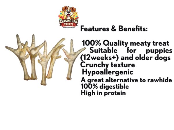 Natural Dog Treats -Chicken Feet Puffed - 500g